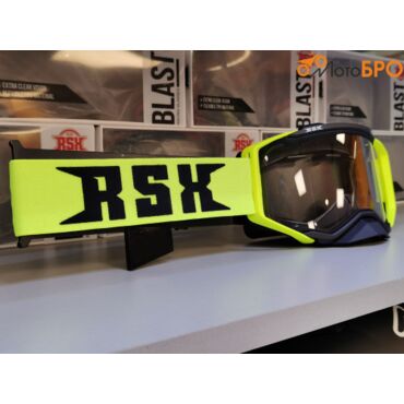 Очки кроссовые RSX Blast, черно зеленые, прозрачная линза - миниатюра 1