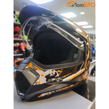 Шлем мотард AiM JK802S Orange Grey Black - миниатюра 1