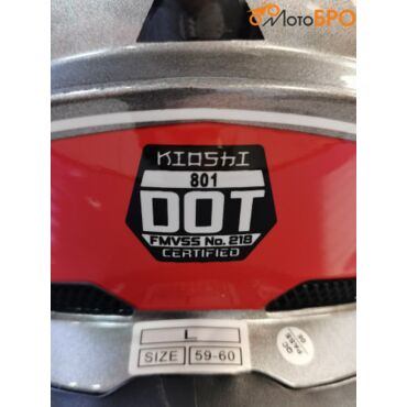 Шлем кроссовый KIOSHI Holeshot 801 серый красный - миниатюра 2