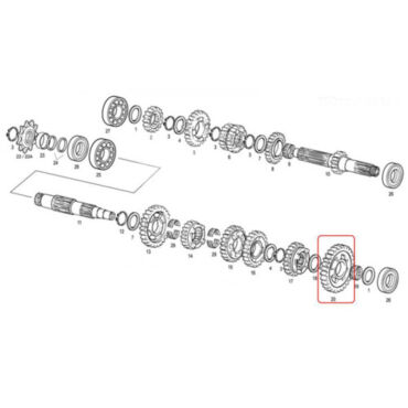 Шестерня 1ой передачи Z 29 GasGas EC 200 250 300, Rieju MR 300 - миниатюра 1