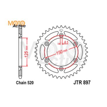 Звезда ведомая алюминиевая JTA897.50BLK 6x150x125 (520 50) - миниатюра 1