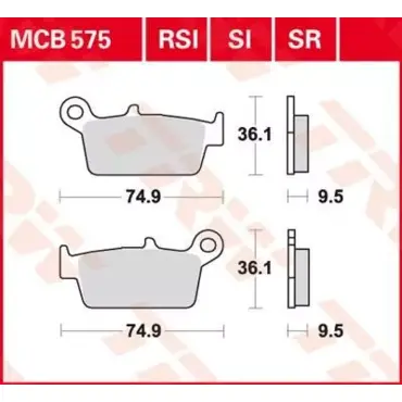 Колодки тормозные дисковые, задние MCB575SI - миниатюра 1