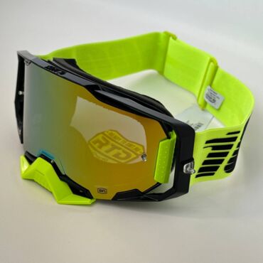 Очки для мотокросса 100% ARMEGA Neon Yellow Gold Mirror с зеркальной линзой - миниатюра 1