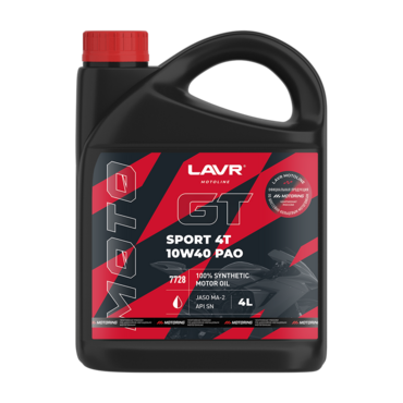 LAVR Моторное масло MOTO GT Sport 4T 10W 40 4л ( Ln7728 ) - миниатюра 1