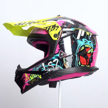 LS2 Шлем MX708 Fast II Gorilla фиолетово желтый - миниатюра 1