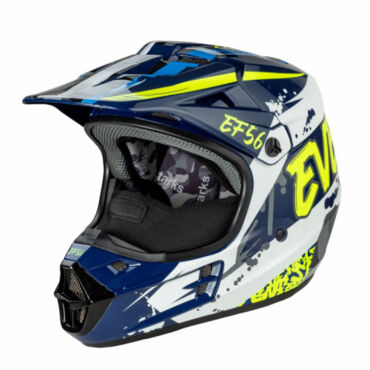 Шлем (кроссовый) Starks EF5 Base MX Синий Белый Hi Viz глянец ABC XL - миниатюра 1