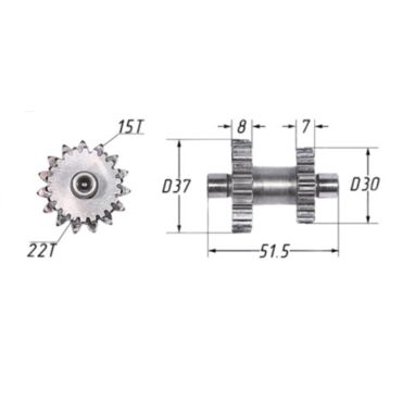 шестерня электростартера 2 165FMM ZS (CB250) (15 22T) TTR250 - миниатюра 1