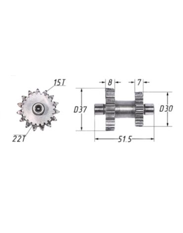 шестерня электростартера 2 165FMM ZS (CB250) (15 22T) TTR250