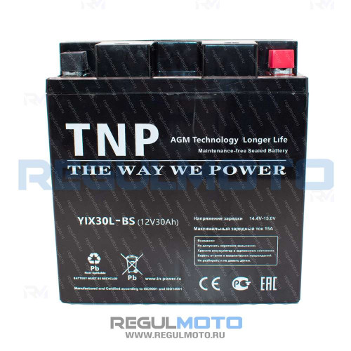 Аккумулятор стартерный TN P YTX30L BS (YIX30L BS)  - фото 1