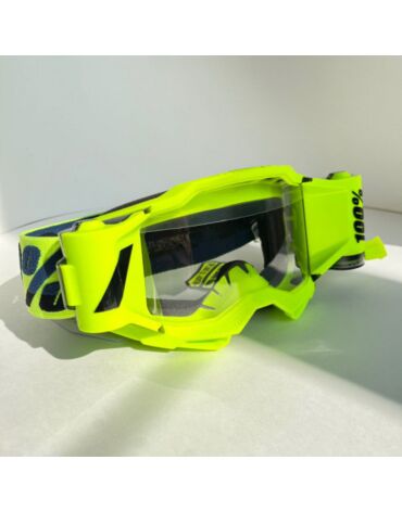 Очки с перемоткой для мотокросса 100% Accuri 2 Forecast Goggle Fluo Yellow с прозрачной линзой