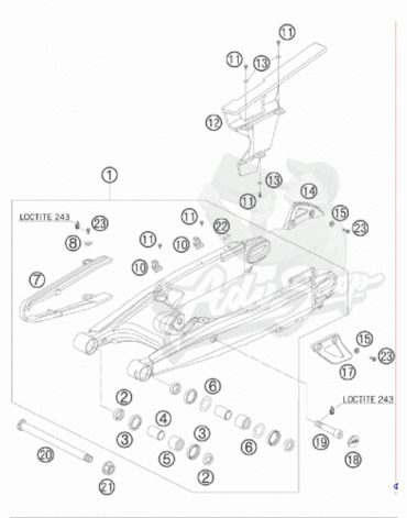 KTM слайдер цепи c крепежами 950 / 990 Adv 03 13 ( 60004066010 = 60004066000 + крепеж )