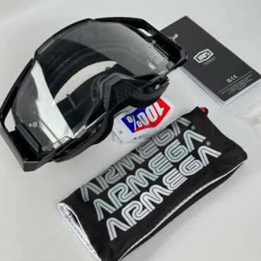 Очки для мотокросса 100% ARMEGA Black с прозрачной линзой  - миниатюра 1