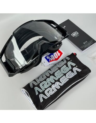 Очки для мотокросса 100% ARMEGA Black с прозрачной линзой 