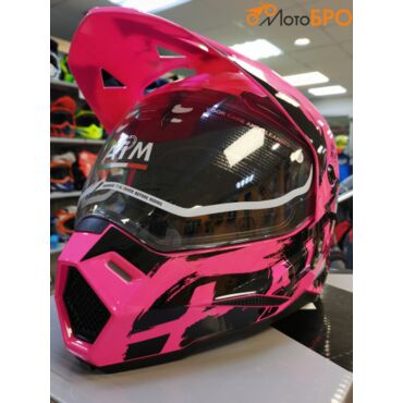 Шлем детский мотард AiM JK802Y Pink Black - миниатюра 1