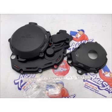 Polisport Комплект защита крышки сцепления + зажигания + помпы ( Черный ) KTM EXCF450 500 '2024-> HQV FE450 501 '2024->   // 91377 - миниатюра 1