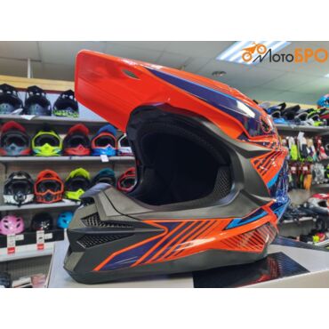 Шлем кроссовый KIOSHI Holeshot 801 оранжевый синий - миниатюра 2
