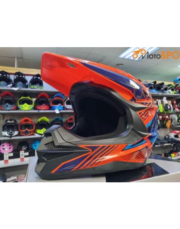Шлем кроссовый KIOSHI Holeshot 801 оранжевый синий