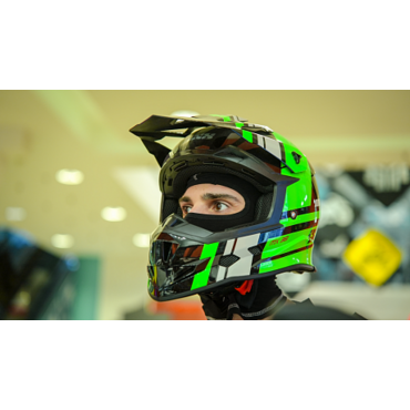 Кроссовый шлем IXS IXS361 2.3, Чёрный Зелёный - миниатюра 1