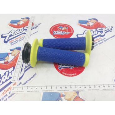 Progrip 708 325 Yellow Fluo Electric Blue грипсы синий / желтый +7 различных крепежей тросика // PA070800GFBL - миниатюра 1