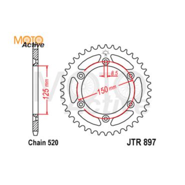 Звезда ведомая алюминиевая JTA897.50ORG K6.T6. HOLESHOT.CROSSTREK 6x150x125 (520 50) - миниатюра 1