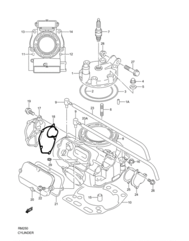 прокладка крышки цилиндра Suzuki RM 250 '01 08