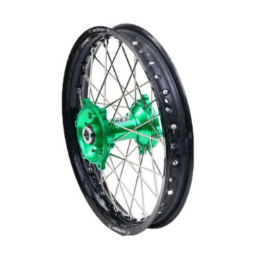 Колесо заднее Haan Rex под мотоциклы Kawasaki KX250, KXF450 03-.. 19 2,15 с черным ободом и зеленой ступицей 25 мм - миниатюра 1