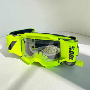 Очки с перемоткой для мотокросса 100% Accuri 2 Forecast Goggle Fluo Yellow с прозрачной линзой - миниатюра 2