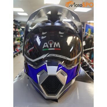 Шлем кроссовый AiM JK802S Blue Grey Black - миниатюра 1