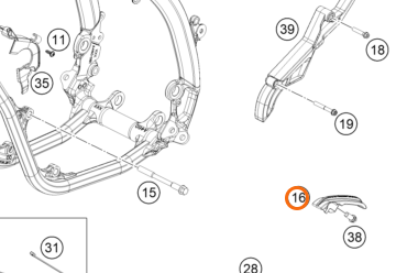 Успокоитель цепи KTM OEM A46003053000EB Оранжевый SX F 2023+ 16 ая позиция на схеме
