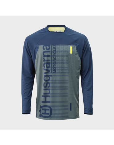 Мотоджерси Husqvarna Authentic Shirt, grey blue yellow (L, Взрослая  Кросс эндуро)