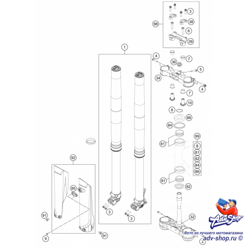KTM рк подшипников пыльников рулевой колонки 950 990 03 13 / 690 07 18 / EXC 07 22 ( 54201081144 / 00050000930 )