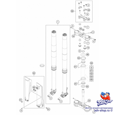 KTM рк подшипников пыльников рулевой колонки 950 990 03 13 / 690 07 18 / EXC 07 22 ( 54201081144 / 00050000930 ) - миниатюра 1