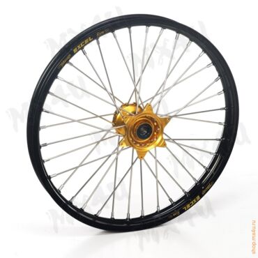 Колесо переднее KX KXF 06 21 1.60 черный обод, золотая ступица - миниатюра 1
