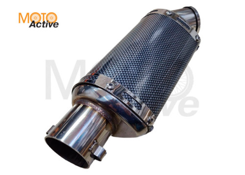 Глушитель (тюнинг) L 300*80 mm, креп. Ø48mm (нержавейка, овал, карбон черный, прямоток, mod:1)