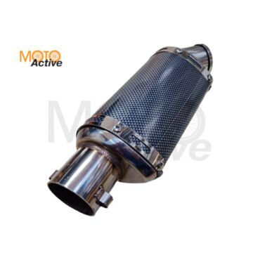 Глушитель (тюнинг) L 300*80 mm, креп. Ø48mm (нержавейка, овал, карбон черный, прямоток, mod:1) - миниатюра 1