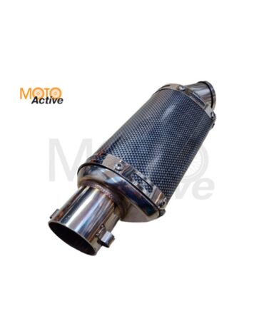 Глушитель (тюнинг) L 300*80 mm, креп. Ø48mm (нержавейка, овал, карбон черный, прямоток, mod:1)