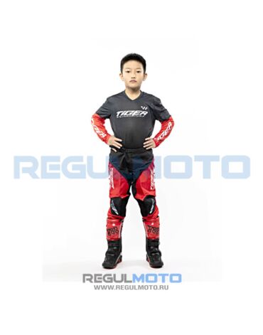 Спортивная защита на тело с мотоштанами TIGER RSK 3.5 KIDS, черно красный 