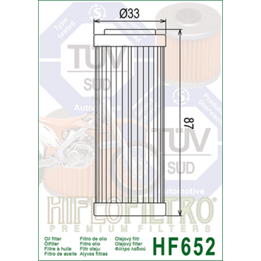 HIFLO HF 652 Фильтр масляный KTM EXCF SXF 250 350 13 22 / 450 500 17 22 ( 77338005100 / 77338005101 ) - миниатюра 1