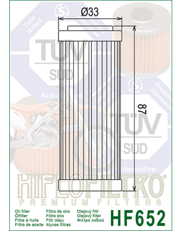 HIFLO HF 652 Фильтр масляный KTM EXCF SXF 250 350 13 22 / 450 500 17 22 ( 77338005100 / 77338005101 )