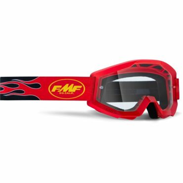 Маска кросс FMF - 100% Powercore Flame красная с прозрачной линзой - миниатюра 1