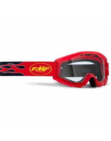 Маска кросс FMF - 100% Powercore Flame красная с прозрачной линзой