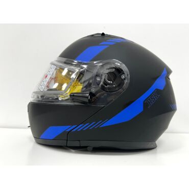 Шлем модуляр RSX Spark (HS 159) Winter, черно синий матовый, очки желтые - миниатюра 1
