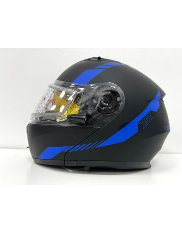 Шлем модуляр RSX Spark (HS 159) Winter, черно синий матовый, очки желтые