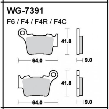 Колодки задние WRP  KTM, HQV, GASGAS 125 450 Ceramic - миниатюра 1
