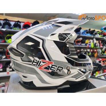 Шлем кроссовый HIZER J6801 white gray - миниатюра 2
