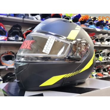 Шлем модуляр RSX Spark (HS 159) Winter, черно желтый матовый, очки желтые - миниатюра 1