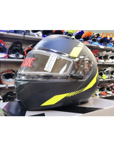Шлем модуляр RSX Spark (HS 159) Winter, черно желтый матовый, очки желтые