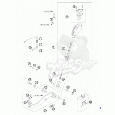 KTM гайка педали тормоза SX / EXC / 640 / 690 / 950 / 990 ( 0985080003 ) - миниатюра 1