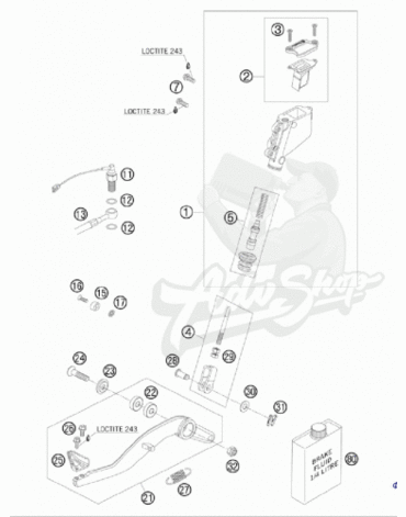 KTM гайка педали тормоза SX / EXC / 640 / 690 / 950 / 990 ( 0985080003 )