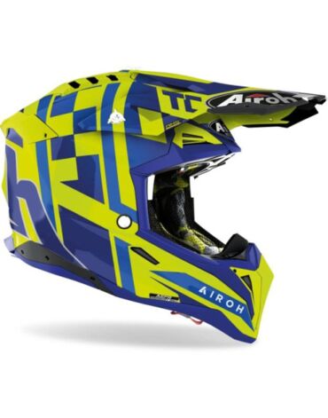 Airoh Мотошлем Aviator 3 TC21 Gloss Синий Неоновый